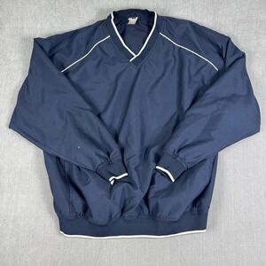 Badger Sport V-Neck Windshirt Pullover Windbreaker Mens Size M Navy Blue